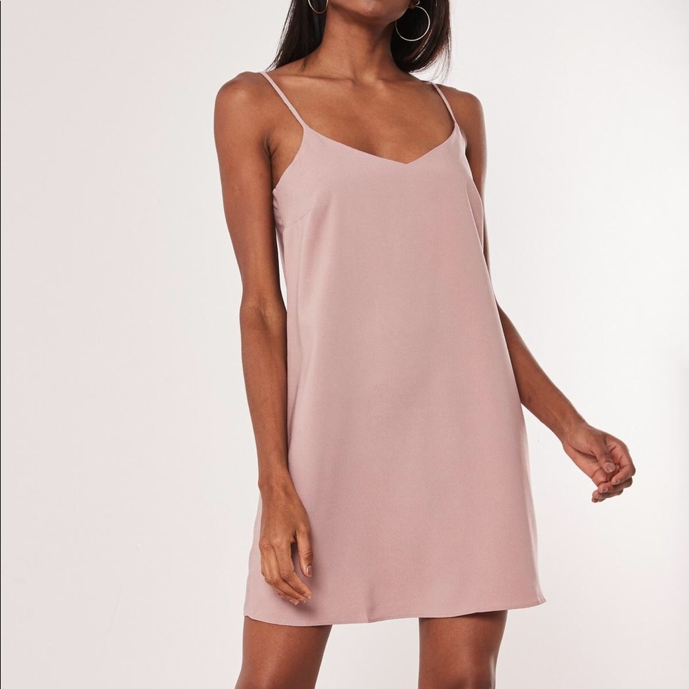 NWT Missguided Nude Crepe Cami Shift Dress
